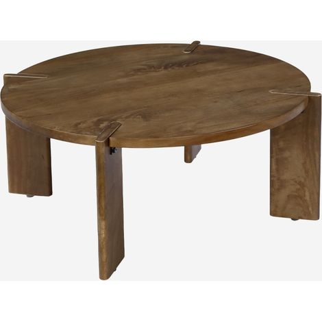 Tavolino da caffè esotico rotondo in legno massello