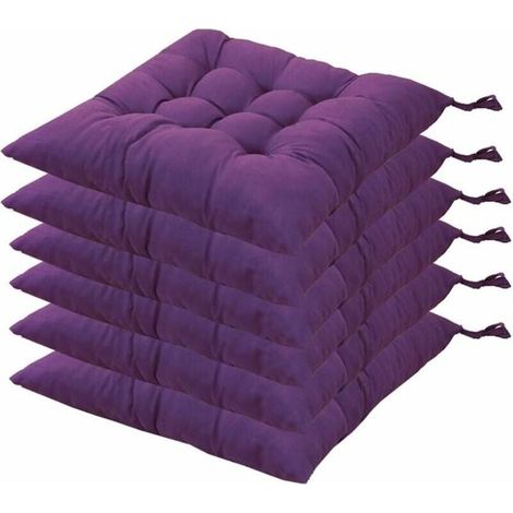 6 Coussins de Chaises Carrés 40x40 Coussins de Siège Décoration Maison Coussin Mat Matelassée,Confortable et coloré - Idéal pour intérieur et extérieur (Violet) (1/4)