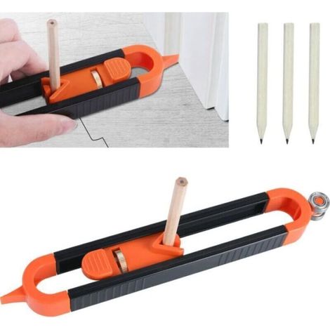 Jauge de Contour Avec Serrure(avec 3 Crayon), Outil de Profil Règle de Mesure Du Travail Du Bois Outils de Jauge de Duplicateur de Contour Irrégu