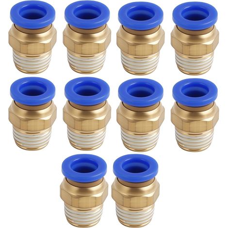 10 - Connecteur Rapide - Raccord Pneumatique - Filetage 1/8" BSP Pour Tube 8mm - Système Push-in Sans Outil - Industriel Et Robotique - Noir - 8mm x 2cm (1/5)