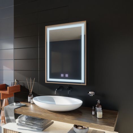 Miroir LED Touch 60x80 Fonction Desembuage Cadre Gold Rose Brosse (1/5)