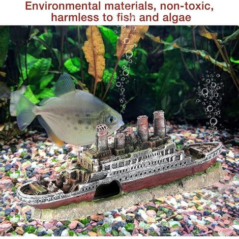 Selbstgemachte Aquariumdekoration aus Naturharz, Schiffswrack, zum Verstecken von Fischen (1/4)