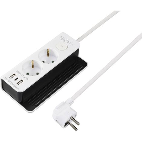 Sygonix SY-6118232 Presa di corrente 2 vie Bianco, Nero Schuko 1 pz.