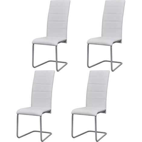 Juego de 4 cómodas y modernas sillas cantilever de cocina comedor en sintética blanca CDS021345
