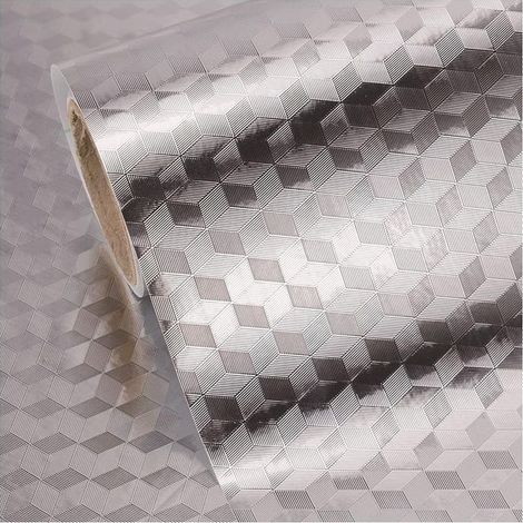 Selbstklebende Küchenaufkleber aus Aluminiumfolie, ölbeständig, wasserdicht, schimmelresistent, Möbelfolie für Küchen und Schränke, 40×300 cm (Diamantstruktur (silber)) (1/5)