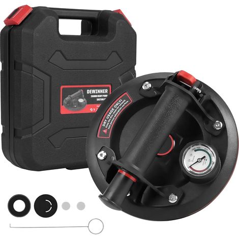 Dewinner – Ventouse pour vitre 300kg – Manomètre intégré – Caoutchouc haute qualité – Pour surfaces planes et non poreuses