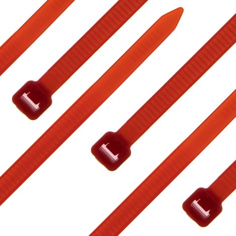 Lot de 100 serre-câbles - Rouge - 200 x 4,8 mm - Résistant à la déchirure jusqu'à 22,7 kg - Nylon PA6.6 - Autobloquant - Pour gestion des câbles, maison, atelier et industrie (1/3)