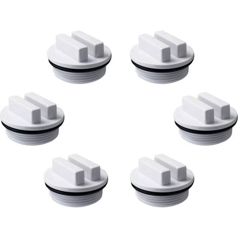 6 Bouchons de Piscine SP1022C, Filetage de 1,5 Pouce, pour Retour de Piscine, Filtre et Égout - avec Sangle (1/4)