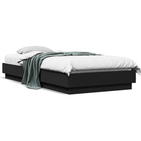 Bettgestell mit LED Schwarz 100x200 cm