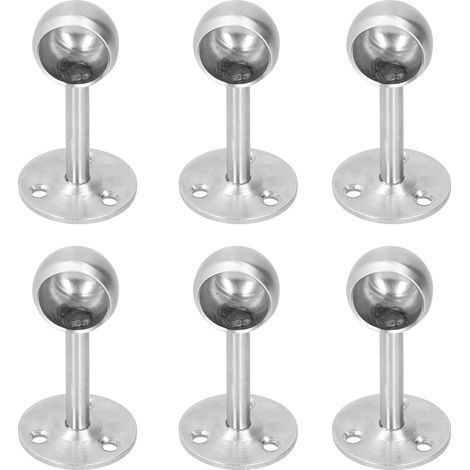Lot de 6 supports de tringle à rideaux en acier inoxydable à bride, fixation pour tringle de penderie, demi-passage 22 (1/5)