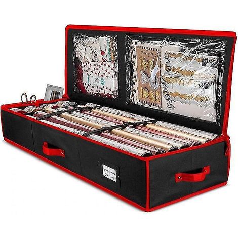 Organisateur de papier cadeau haut de gamme, boîte de rangement pour papier cadeau et accessoires de fête (1/3)