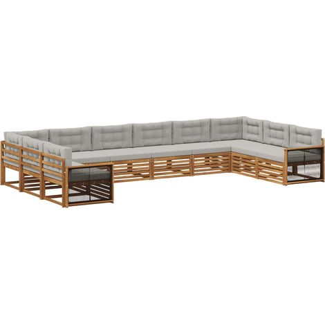 Sofa Sets with Cushion 10 pcs Solid Acacia Wood vidaXL (1/5)