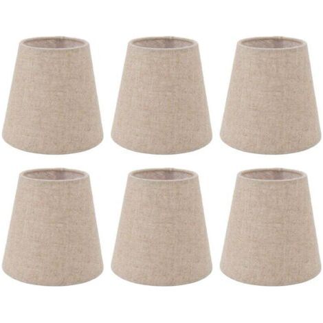 6 Abat-Jour Clip Sur Tambour En Tissu Lin Pour Bougies Ampoules Éclairage