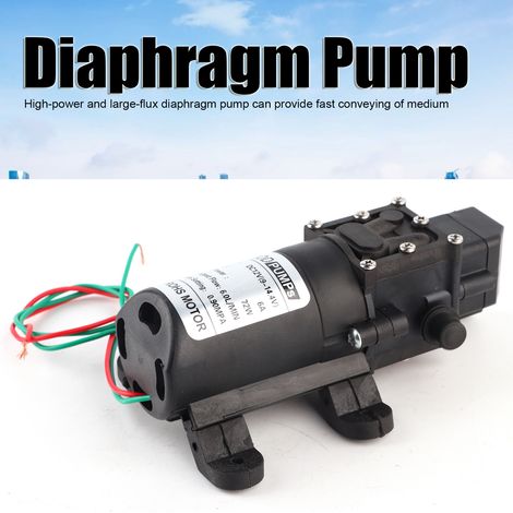 Pompe à membrane miniature 12V 72W, 6,0L/MIN, 0,9MPa, tuyaux droits des deux côtés, sortie d'eau à droite. (1/5)