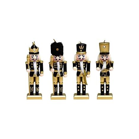 4 pezzi Schiaccianoci di Natale Soldato in legno dorato e nero Figurine Schiaccianoci 13 cm Decorazioni natalizie Regali per feste per bambini e adulti