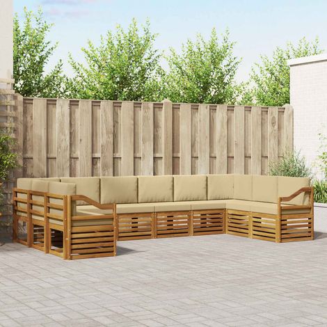 vidaXL Ecksofa Set mit Kissen 10 pcs Natur und Beige (1/5)