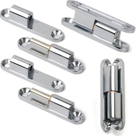 Lot de 4 charnières de porte,Charnière à visser,Charnière silencieuse amovible en alliage de zinc pivotant à 180 degrés,Applicable à tous les types d'installations de porte( 80 mm ) (1/5)