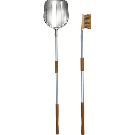 KIT SET PALA QUADRATA SPAZZOLA PICCOLA PER PIZZA PIZZE FORNO A LEGNA 2 PEZZI PZ