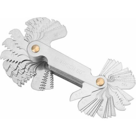 Jauge De Pas De Vis - 52 Lames En Acier Inoxydable - Système Métrique Et Impérial - Pour Filetages Externes Et Internes - 1 Pièce