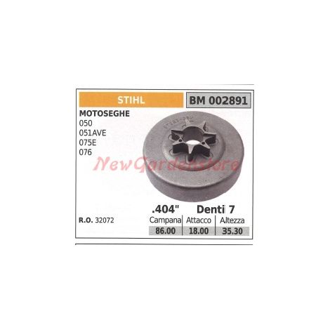 Pignone campana frizione motosega STIHL 050 051AVE 075E 076 002891 32072