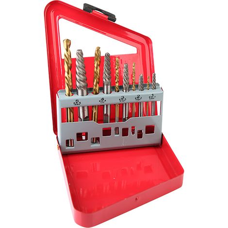 Kit de 10 extracteurs de vis en acier rapide pour vis endommagées, avec forets pour équipements industriels (1/5)
