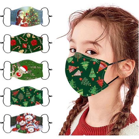 Masque Facial - Masque Respiratoire Noel - En Polyester Et Spandex - Pour Adulte - 5 Pièces (1/5)