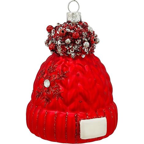 CAPPELLO NATALIZIO ROSSO DA APPENDERE VETRO DECORAZIONE H9,7 BIZZOTTO