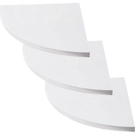 Ensemble de 3 étagères murales flottantes à extrémités arrondies, étagères d'angle décoratives pour chambre, bureau ou maison (3 panneaux pour la taille S)-White (1/3)