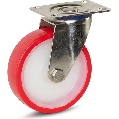 Roulette pivotante - MESO - PU inox - Platine - 125mm - 220kg