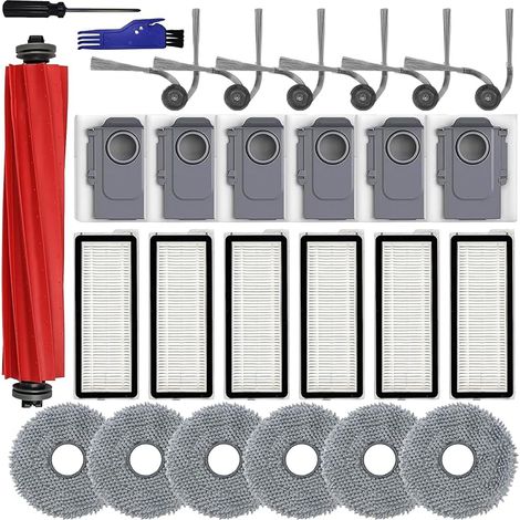 35A Accessoires pour Roborock QV35A / QV 35S/QR 598/QR 798 Kit d'accessoires QV 35S aspirateur Robot:1 Brosse Principale, 6 brosses latérales, 6 tampons de Nettoyage, 6 Sacs à poussière, 6 filtres (1/4)
