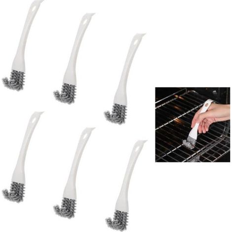 Cepillo de limpieza 2 en 1 blanco para parrillas de barbacoa, Cepillo multifuncional ranuras, Limpieza eficiente barbacoas cocinas (6 piezas) (1/5)