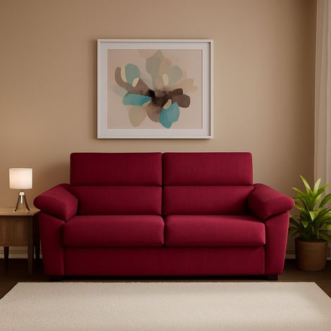 Schlafsofa 2-Sitzer Contrada, Abnehmbar, mit Stauraum, Made in Italy, Klappöffnung, 205x95 cm Rot (1/5)