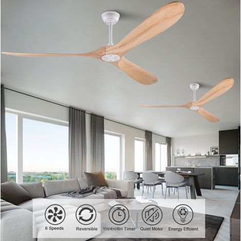 Deckenventilator ohne Licht 72'' aus Naturholz, leiser DC-Motor MODENUIT (1/5)