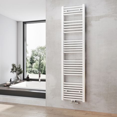 Heilmetz Calentador de Baño Secador de Toallas Calefacción 1600 x 400 mm Blanco Calentador de Toallas Conexión Media Calentador de Toallas