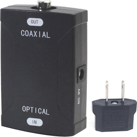 Convertisseur audio numérique coaxial vers optique 24bit/96K, câble optique inclus, prise US/EU (adaptateur US fourni). (1/4)