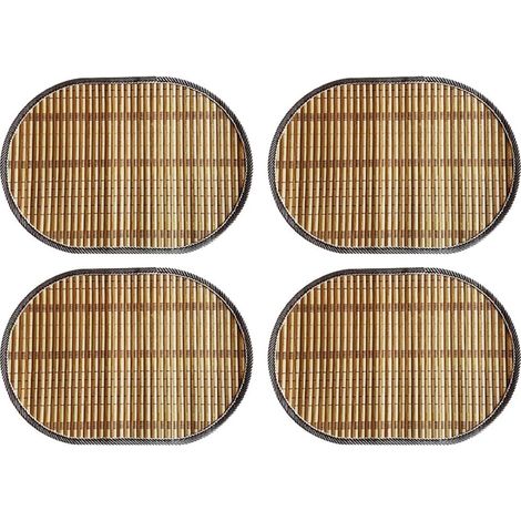 Set de table tissé à bords ovales en bois rustique (4 sets de table 43 x 30 cm)'4Placemat 4330cm'-'4Placemat 4330cm (1/5)