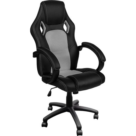 Aga Spielstuhl, Bürostuhl,Drehbarer Spielstuhl, Gamingstuhl, Racing Schreibtischstuhl, Chefsessel Schwarz - Grau