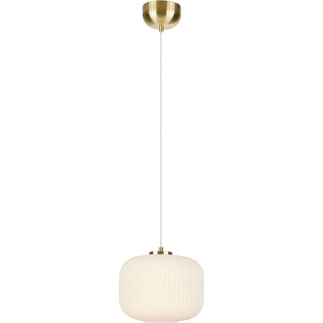 Markslojd SOBER Suspension Plafonnier 1 Globe Light Laiton Brossé, Blanc (1/3)