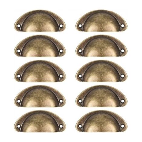 QORVA-10 pièces de poignées de meubles rétro poignées de tiroir adaptées aux armoires, armoires, commodes, tiroirs de cuisine distance du trou en fer 61 mm (1/5)