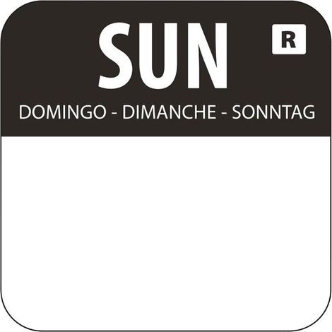 Etiquettes alimentaires code couleur noir dimanche 24mm - Lot de 1000