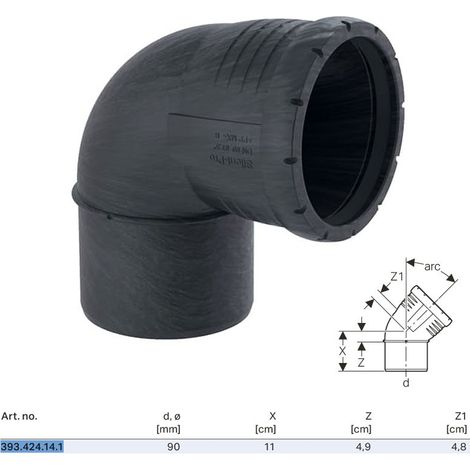 Geberit Silent-Pro Curva, DN 90, dø 90 mm, 393.424.14.1