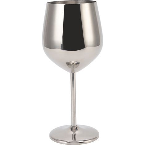Verre à vin en métal, acier inoxydable élégant et très résistant, idéal pour les fêtes, mariages et banquets, couleur argentée, 500 ml (1/5)