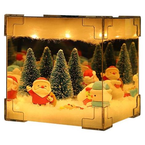 Veilleuse de Noël, lampe cube miroir 2 en 1 avec LED, lampe cube Père Noël à faire soi-même, veilleuse décorative de Noël (1/5)