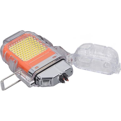 Briquet à arc électrique IP56 étanche, résistant au vent, éclairage LED, portable et multifonctionnel, double arc électrique, orange. (1/5)