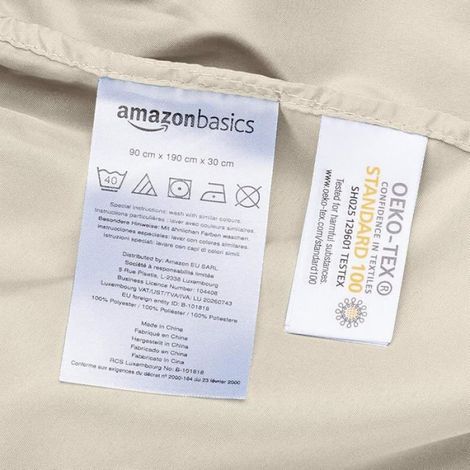 Drap-housse en microfibre Beige 90 x 190 x 30 cm 90 x 190 x 30 cm Beige BEIGE DRAP HOUSSE (1/5)