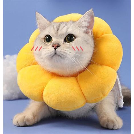 Katzenhalsband gegen Lecken, atmungsaktives Katzenhalsband aus Wildleder-Baumwolle, nicht klebend, mikrowasserabweisend, kratzfest, hübsches Katzenhalsband mit Blumenmuster (S)