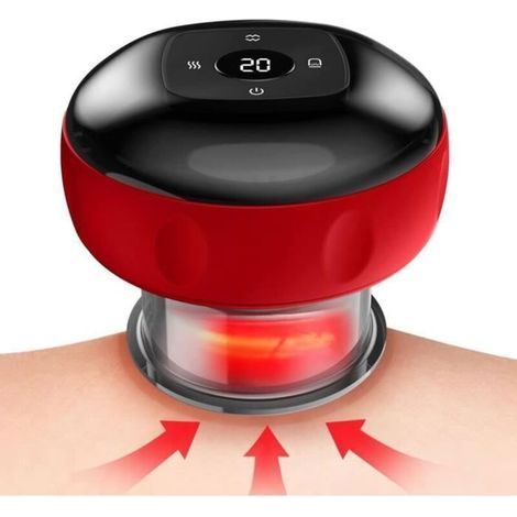pair Masseur de Ventouses Électrique Thérapie de Ventouses 3 en 1 GOTOSEEU - 12 Vitesses - Chauffage à Lumière Rouge