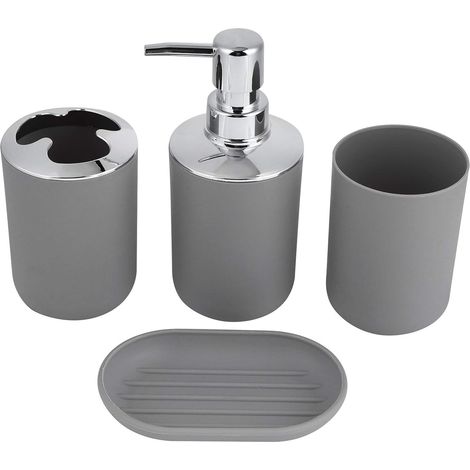 Juego de baño: jabón + cepillo de dientes – organizador de loción – gris (1/4)