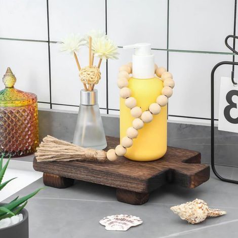 Support Élévateur En Bois - Plateau À Pieds Pour Comptoir Cuisine Et Salle De Bain - Avec Poignée - 23 X 15 X 5 Cm - 1 Pièce (1/5)