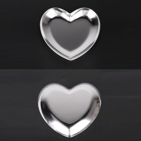 Herzförmiger Teller aus Edelstahl, Teetablett, Obstschale, Kosmetik- und Schmuckorganizer (Silber) (1/5)